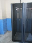 APC AR350 Nutshelter server enclosure with single and double door entry, approx. size: width 600mm x