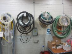 Quantity of assorted hosing, belts and plastic piping. - Lift out charge to be applied: £10+ vat