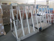 2 x MW Precision Ltd bespoke aluminium print plate trolleys, approx. plate area size 1400mm x
