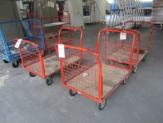 3 x Metal frame/wood base mesh sided trolley. - Lift out charge to be applied £5+ vat