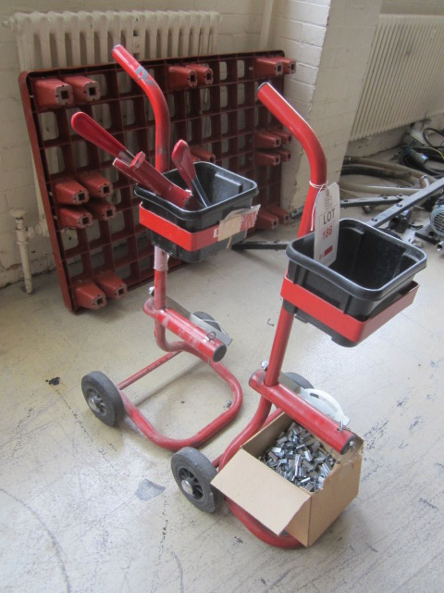 2 x banding trolleys with bander and crimper. - Lift out charge to be applied: £5+ vat