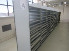 Link 51 metal boltless stores racking comprising: 9 x single sided bays, approx. overall size: 8.