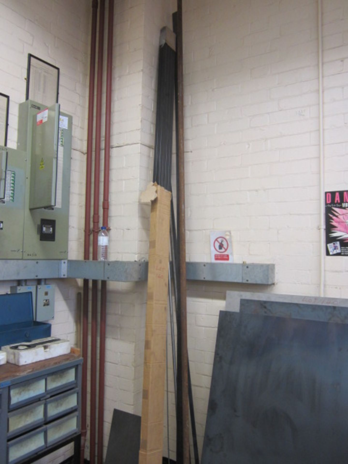 Quantity of assorted steel stock including box section, plate, bar, etc to include rack. - Lift - Image 6 of 7