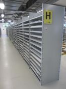 Link 51 metal boltless stores racking comprising: 13 x single sided bays, approx. overall size: 11.