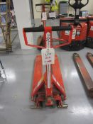 Logictrans hydraulic hi-lift pallet truck, SWL 1000kg - Thorough examination 11/18. - Lift out