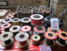 Assorted reeled electrical wire and cabling