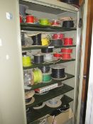 Storage cupboard and rack with contents including assorted reeled electrical wire. - Lift out charge