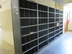 5 x bays Dexion pigeon hole stores racking, approx. size per bay: width 900mm x depth 470mm x height