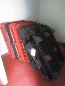 Approx twelve various plastic pallets