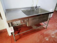Stainless steel topped/steel framed wash basin, approx 1520mm width
