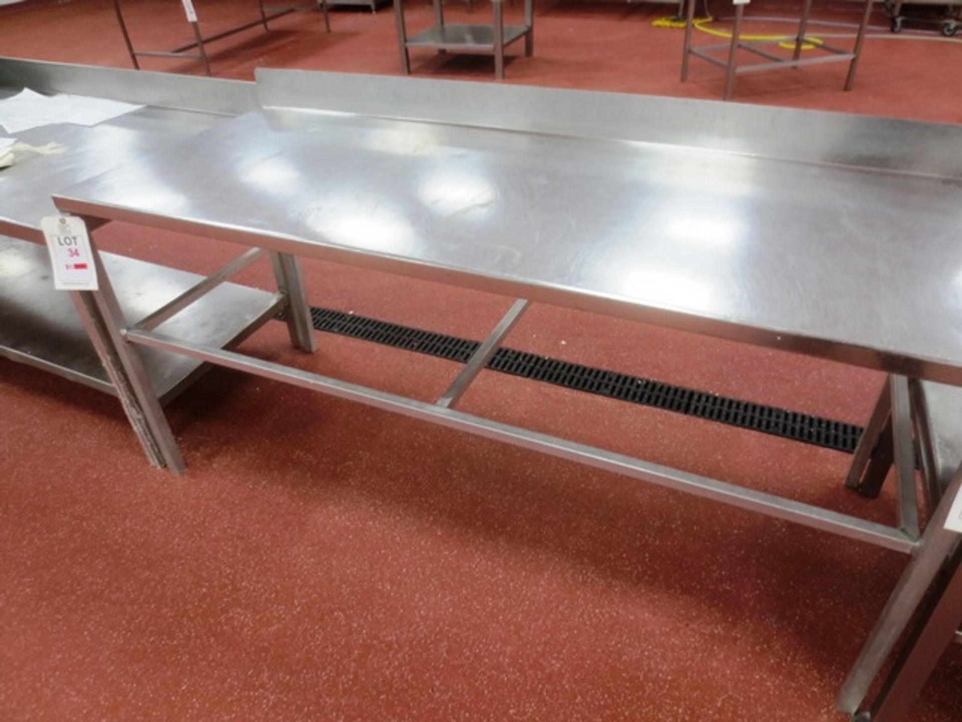 Stainless steel rectangular table, approx 1750 x 680mm