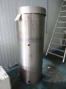 Stainless steel cylindrical water tank, approx diameter 600mm, approx height 1700mm