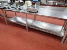 Stainless steel rectangular twin shelf table, approx 2420 x 750mm