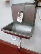Stainless steel wall mounted, knee operated basin with Redring Auto Sensor