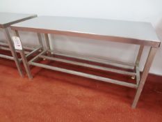 Stainless steel rectangular table, approx 1500 x 600mm