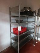 5-shelf storage rack, approx 1500mm in length (excluding contents)