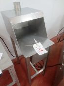 Stainless steel purpose built single nozzle, pneumatic meat blower, mounted on stand, approx width