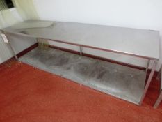 Stainless steel rectangular table, approx 2450 x 660mm