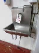 Stainless steel wall mounted, knee operated basin with Redring Auto Sensor