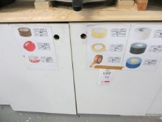 Contents of 4 cupboards including various tapes, hot metal non-hazardous adhesives, carton tape,