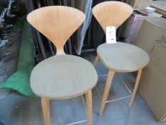 Two Cherner Beech Framed Stools with Cloth Seat Pad