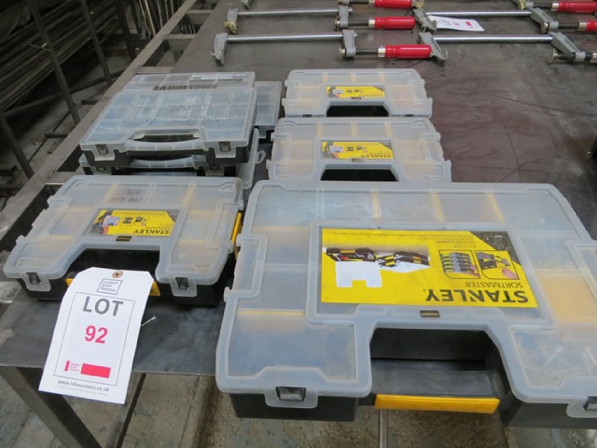 Various Stanley Sortmaster & Easydrive Storage Boxes of Grub Screws, Washers, Hex Nuts, Machine