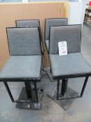 Four Black Cloth Upholstered Stools