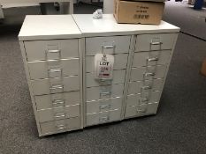 3 x 6-drawer white metal mobile units