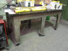 Cast iron surface table, 72" x 36" - excluding contents Please ensure sufficient resource / handling