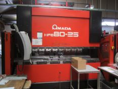 Amada 80 ton x 2.5m CNC upstroking hydraulic press brake, model HFE 80-25, serial no: V010422 (