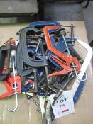 Quantity of assorted clamps including 'G' and quick release