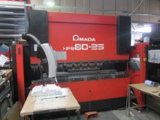 Amada 80 ton x 2.5m CNC upstroking hydraulic press brake, model HFE 80-25, serial no: V000133 (