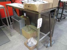 10 x assorted steel frame /wood top work benches Please ensure sufficient resource / handling aids