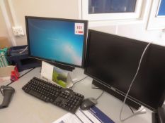 Dell Optiplex 755 desktop PC, two flat screen monitors, keyboards, mouse