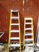 Two fibreglass A frame ladders