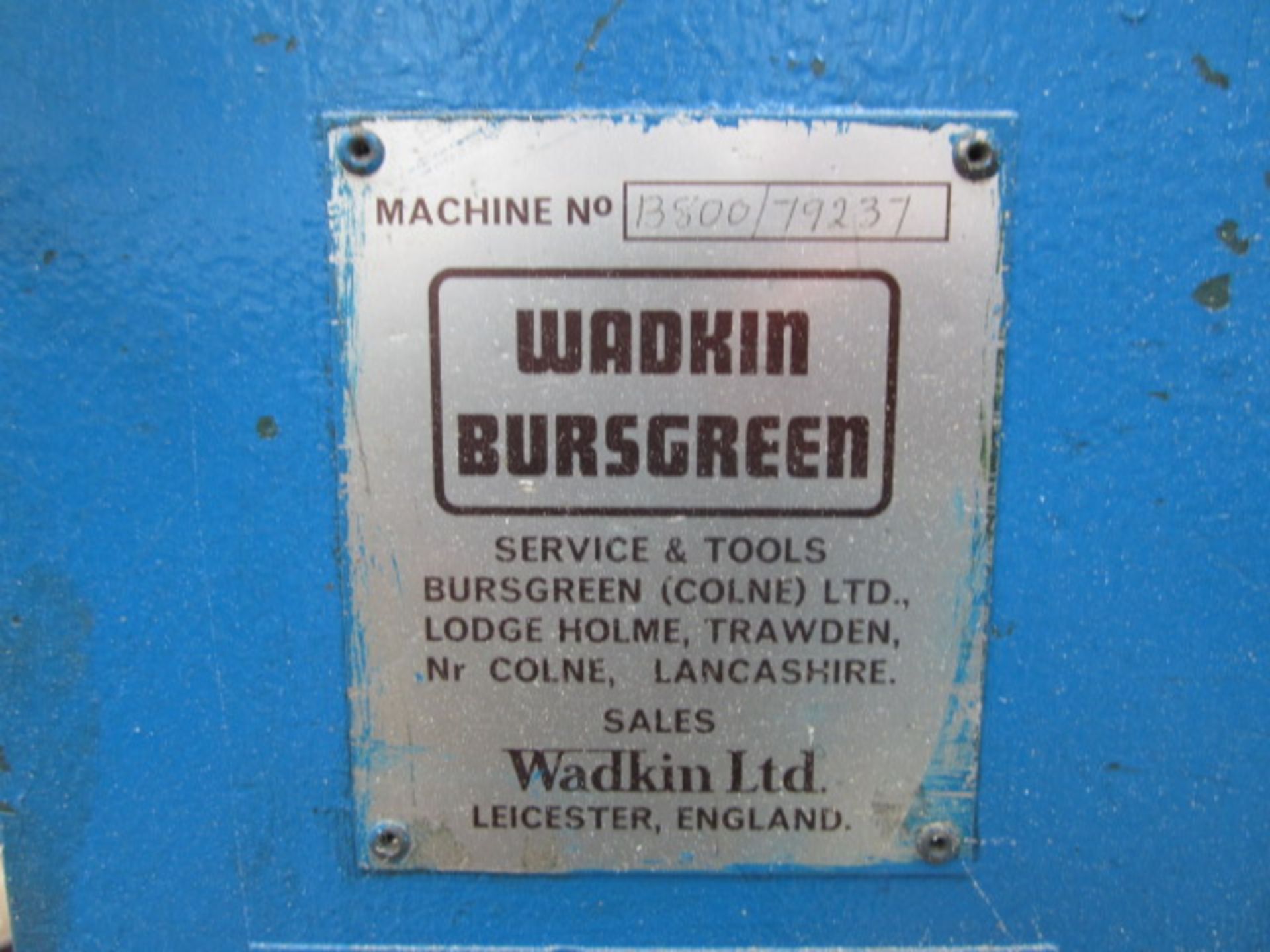 Wadkin Bursgreen B800 vertical bandsaw, Machine no: B800 / 79237. - Image 2 of 4