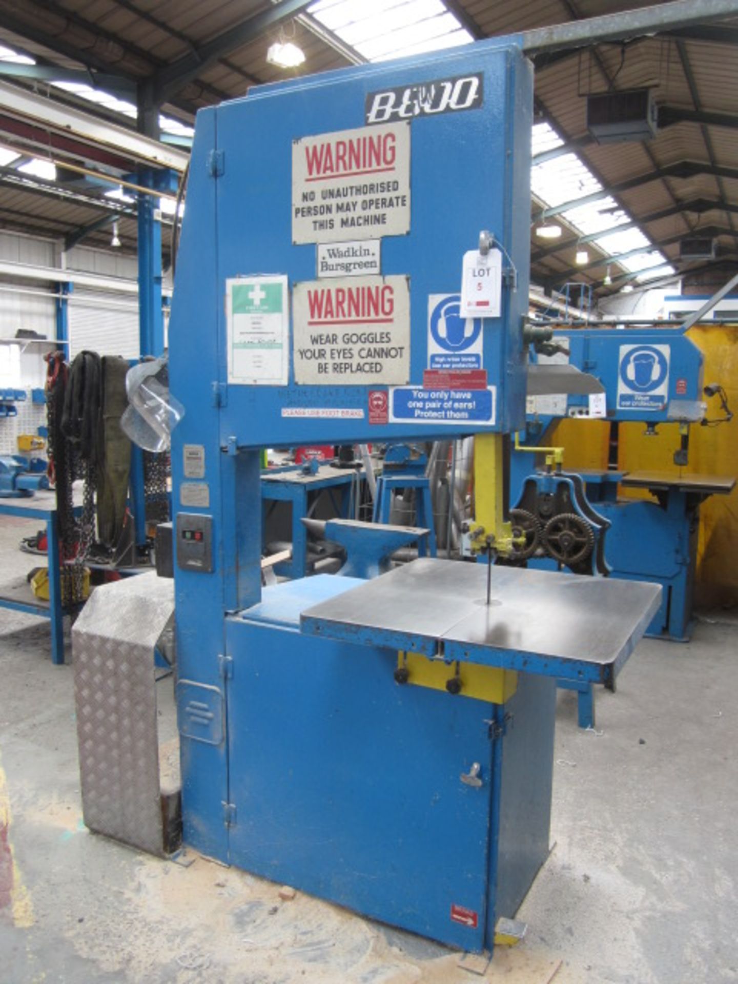 Wadkin Bursgreen B800 vertical bandsaw, Machine no: B800 / 79237.