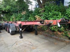 Montracon SMRC3A 3 axle, disc brakes, Meritor axle, sliding skeletel trailer, Chassis No: 20047,