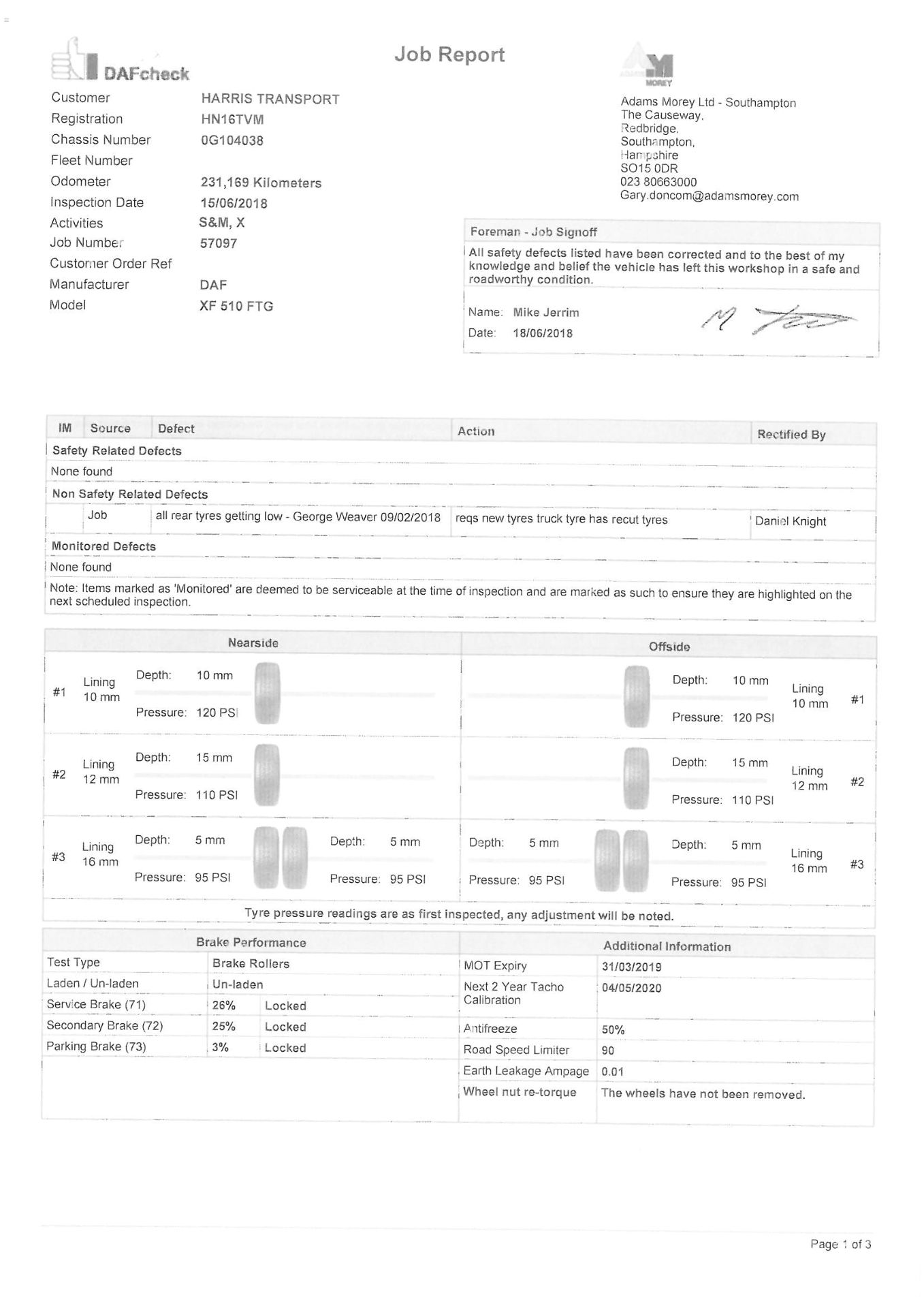 DAF FTGXF510 super space cab, automatic, 6x2 mid lift twin steer, 44 ton GVW, Euro 6 tractor unit, - Bild 29 aus 32