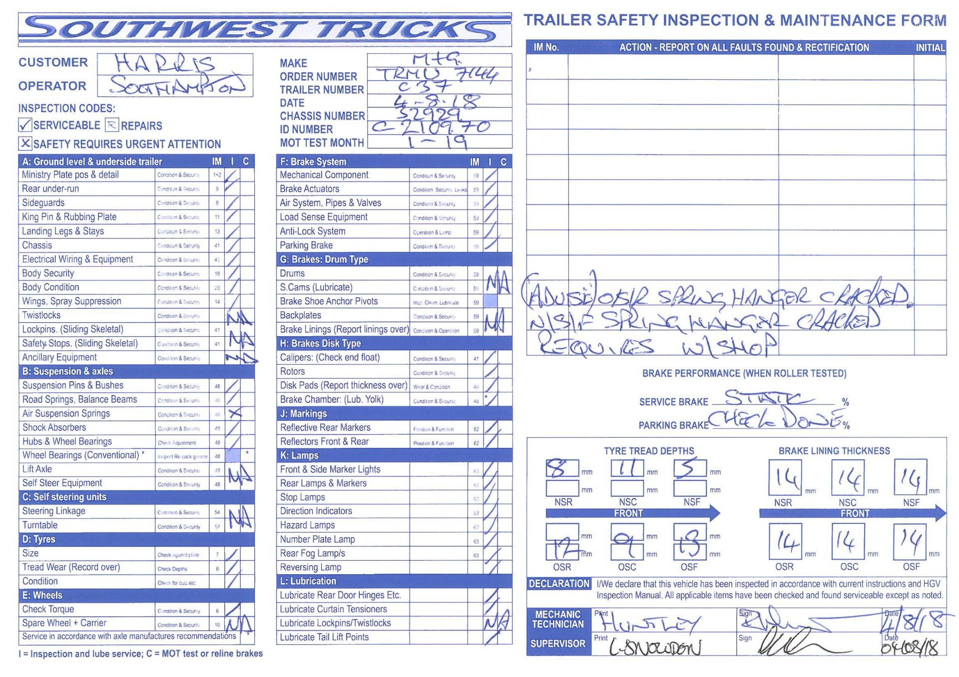 Boalloy/M&G FAC2Y 3 axle, disc brakes, Meritor axle, curtain side trailer, Chassis No: 32929, Year - Bild 14 aus 14