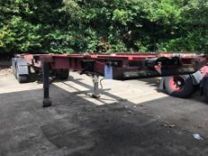 Dennison EF25SKA, 3 axle, drum brakes, Meritor axle, slider skeletal trailer Chassis No: 5705,