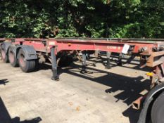 Montracon SMRC3A 3 axle, disc brakes, Meritor axle, sliding skeletel trailer, Chassis No: 20048,