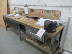 2 Workbenches each with bench vice