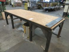 Steel work bench with wooden top 3000mm x 1120mm
