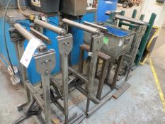 Seven various roller stands & three steel stands