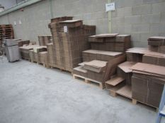 7 x pallets of assorted flat pack cardboard boxes, sizes including 310 x 235 x 120mm / 355 x 250 x