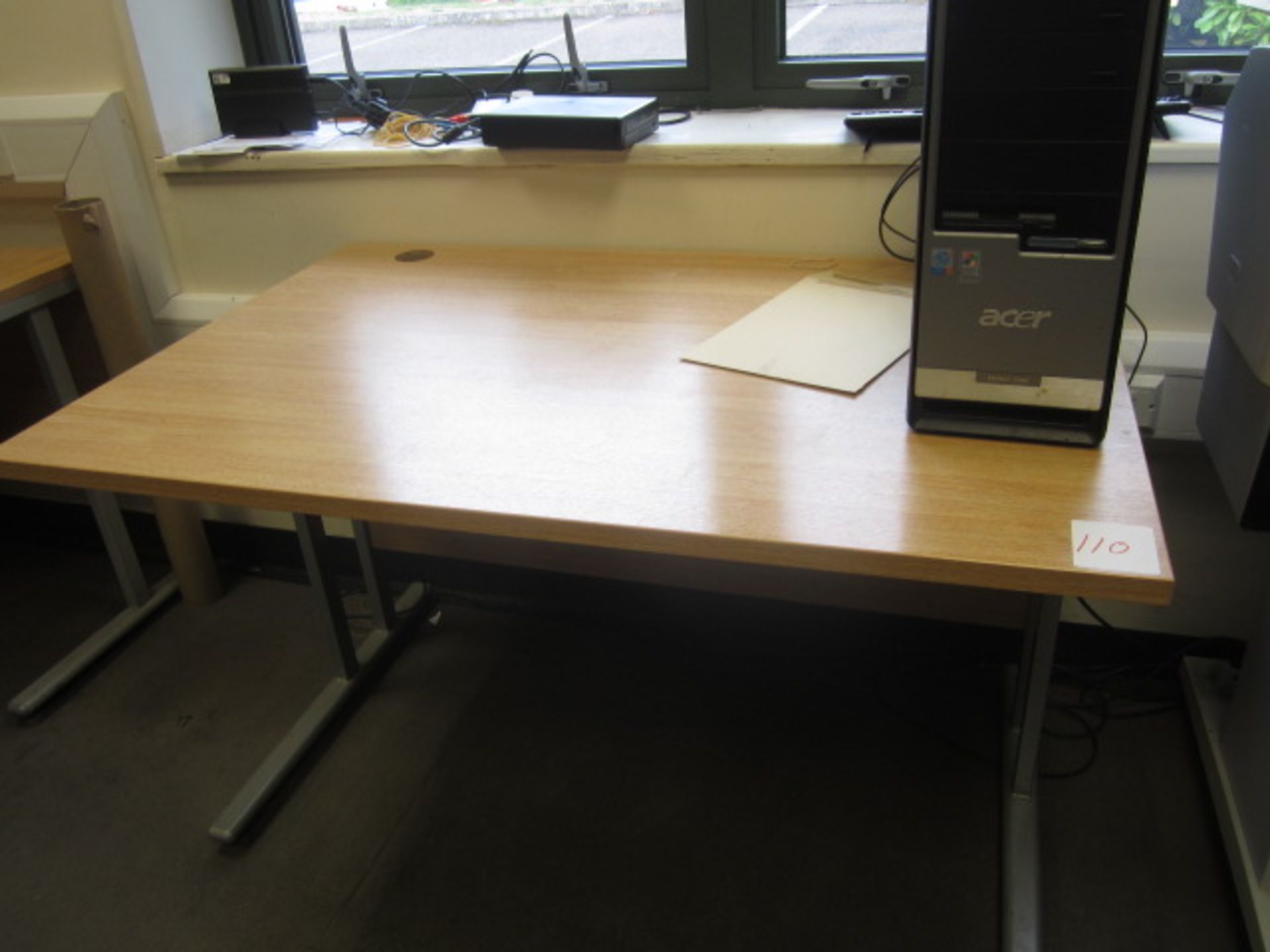 2 x lightwood effect corner workstation and 1 x straight table - Image 3 of 3