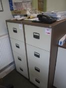2 x metal 4 drawer filing cabinets and 2 door storage cupboard