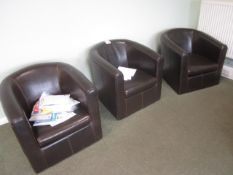 Leatherette 2 seat settee and 3 x bucket chairs