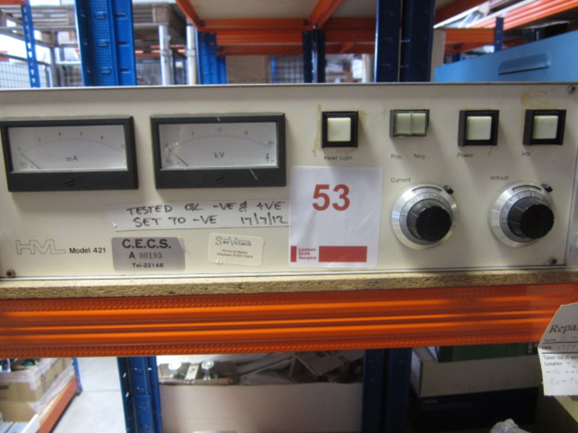 HML model 421 high voltage power supply rack mounted - Image 2 of 4